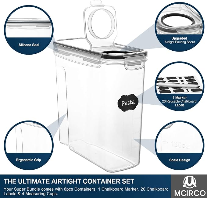 Cereal Container Set, MCIRCO Airtight Food Storage Containers Set of 6 - Image 3