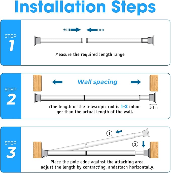 MEXAU White Tension Curtain Rods18 to 36 In, Small Curtain Rods No Drilling | - Image 8