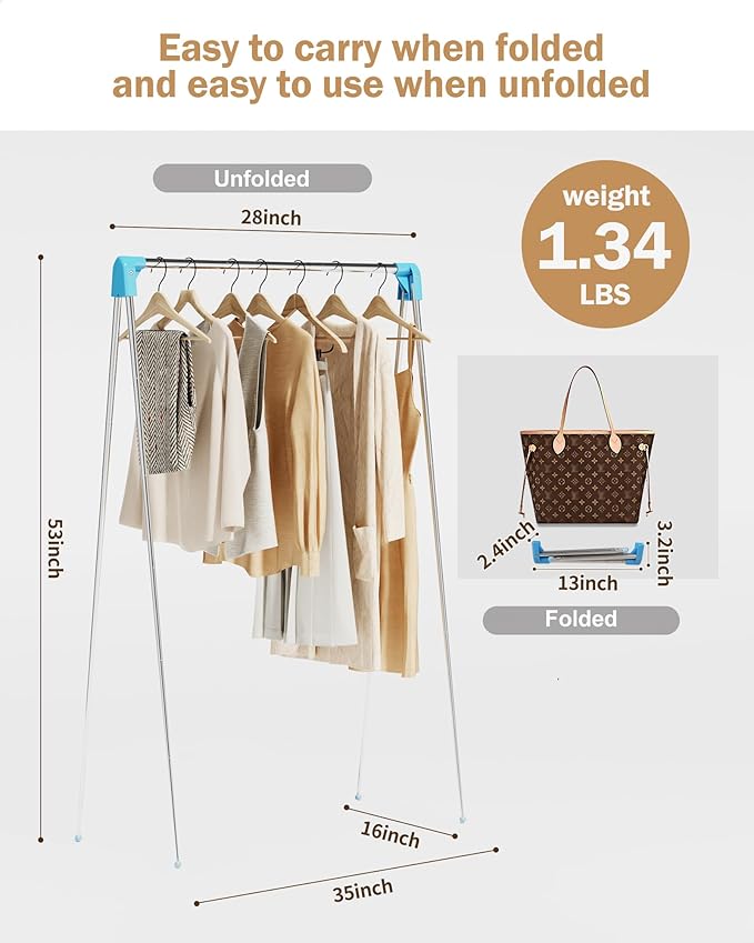 Travel Garment Rack, Portable and Foldable，Folding Clothes Rack - Image 2