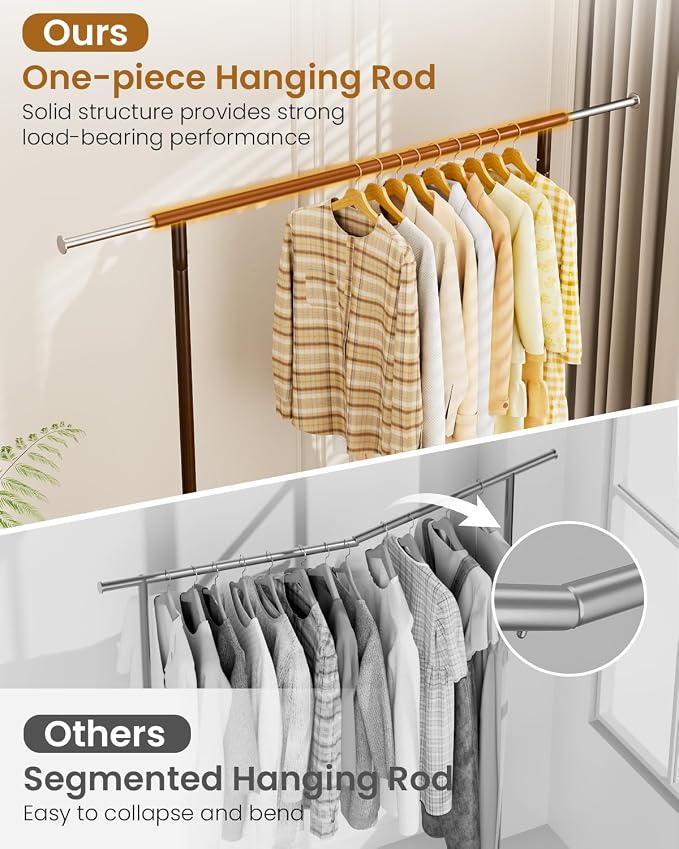 Heavy Duty Clothing Rack, Metal Clothes Rack Load 450 LBS, Rolling Coat Racks - Image 2