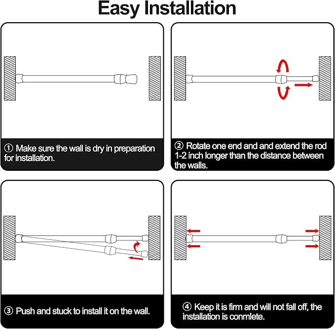 SIQUK 6 Pack Cupboard Bars Adjustable Spring Tension Rods Black Refrigerator - Image 4