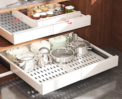 2 Pack Pull Out Cabinet Organizer Expandable Width and Depth, Slide Out Drawers by Seinloes