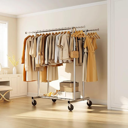 HYSEYY Heavy Duty Clothes Rack, Rolling Clothing Rack - Image 8