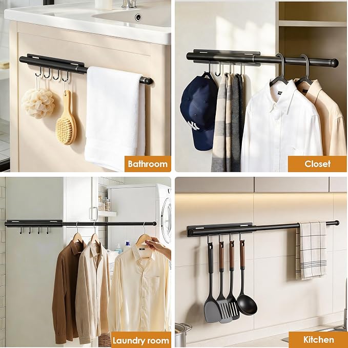 Lewondr 12" Valet Rod for Closet Pull Out, 1 Pack | Adjustable, Heavy Duty - Image 7
