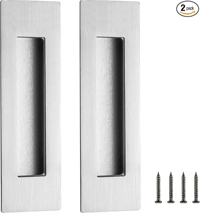 Ravinte 2 Pack Brushed Nickel Sliding Closet Door Handles Silver Flush Pulls by Ravinte