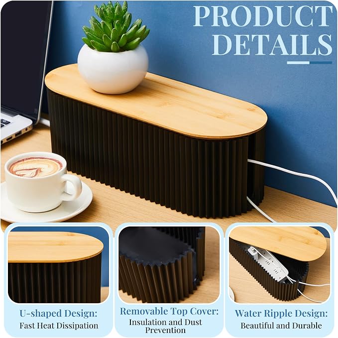 Marsui 2 Pcs Black Cable Management Organizer Box - Image 3