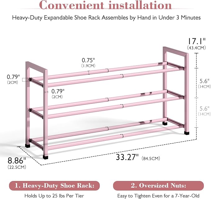 Bumusty 3-Tier Expandable Shoe Rack - Image 2