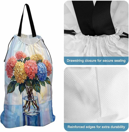 Floral XL Laundry Bag Hydrangeas Flower in Bottle Spring Summer Machine - Image 2
