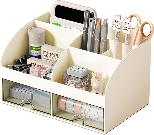 COMFYROOM Desk Organizer with 6 Compartments and 2 Drawers, Plastic Makeup by COMFYROOM