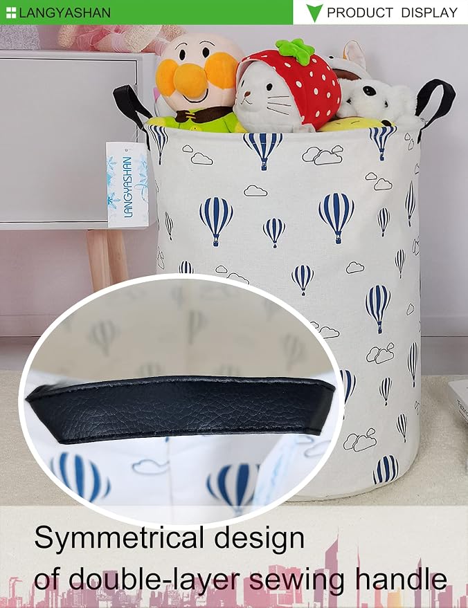 LANGYASHAN Laundry Basket Canvas Fabric Collapsible Organizer Basket - Image 5