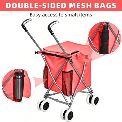 Shopping Carts for Groceries Foldable Rolling Trolley - Image 2