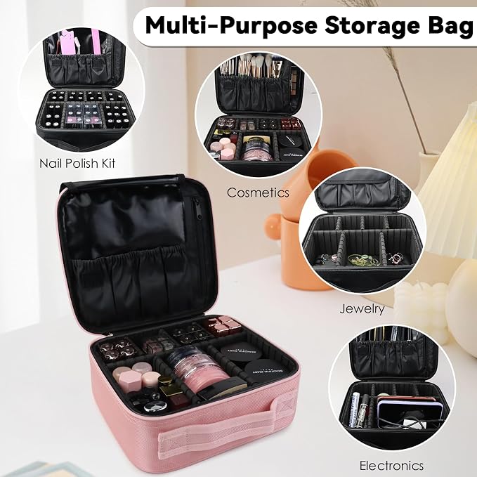 Travel Makeup Bag Makeup Cosmetic Train Case Organizer Portable Storage Bag - Image 5