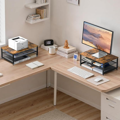 Desk Organizers and Accessories, 2-Tier Metal Computer Monitor Stand Riser - Image 5