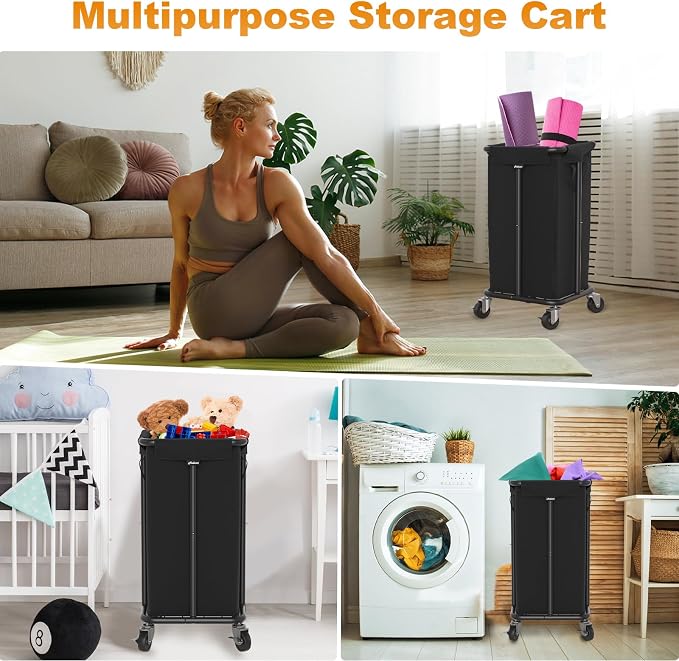 Laundry Basket with Wheels, Rolling Laundry Hamper, 30 Gal., Removable and - Image 6