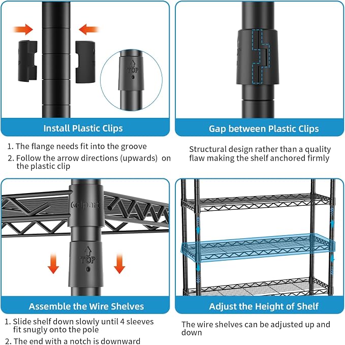 Heavy Duty Clothes Rack Rolling Garment Rack, Adjustable Wire Shelving Clothing - Image 5