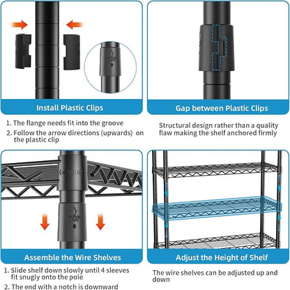 Heavy Duty Clothes Rack Rolling Garment Rack, Adjustable Wire Shelving Clothing - Image 5
