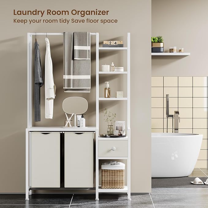 Laundry Hamper with Shelf, 5 Tiers Tall Laundry Basket Sorter with 2 Pull-Out - Image 6