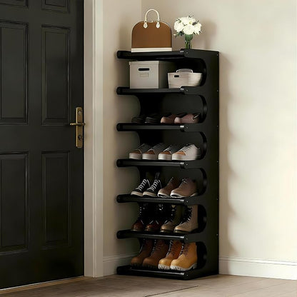 7-Tier Bamboo Shoe Rack, Vertical Narrow Shoe Rack - Image 7