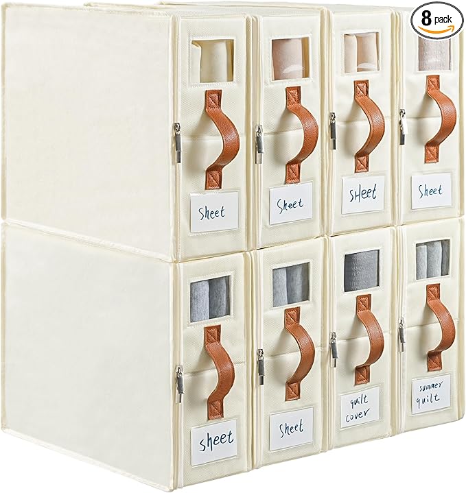 8 Pack Bed Sheet Organizers and Storage, Foldable Sheet Set Organizer by Euct