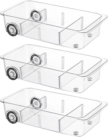 Fridge Organizer Bins With Wheels, 3 Pack Roll Out Refrigerator Organizers And by LXLXXL