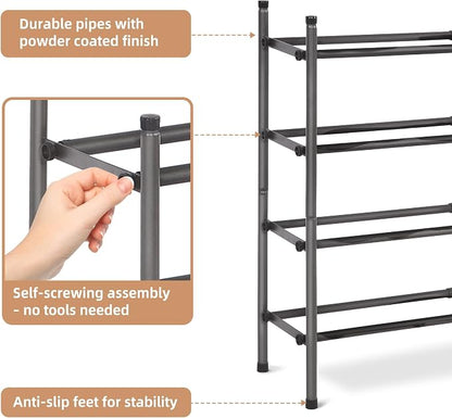 STORAGE MANIAC Expandable Shoe Rack, 16 Pairs Stackable Small Shoe Rack - Image 6