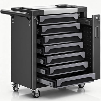 7-Drawer Rolling Tool Chest, Tool Box Lockable Metal Tool Cabinet by Dkenicor