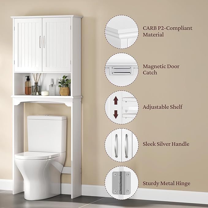 Yaheetech Over the Toilet Storage Cabinet, Bathroom Organizer, Open Compartment - Image 6