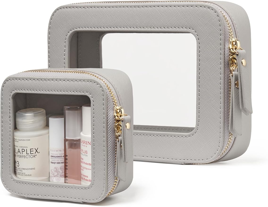 Popvibe Clear Makeup Bag Travel Cosmetic Case Transparent Toiletry Bag by POPVIBE