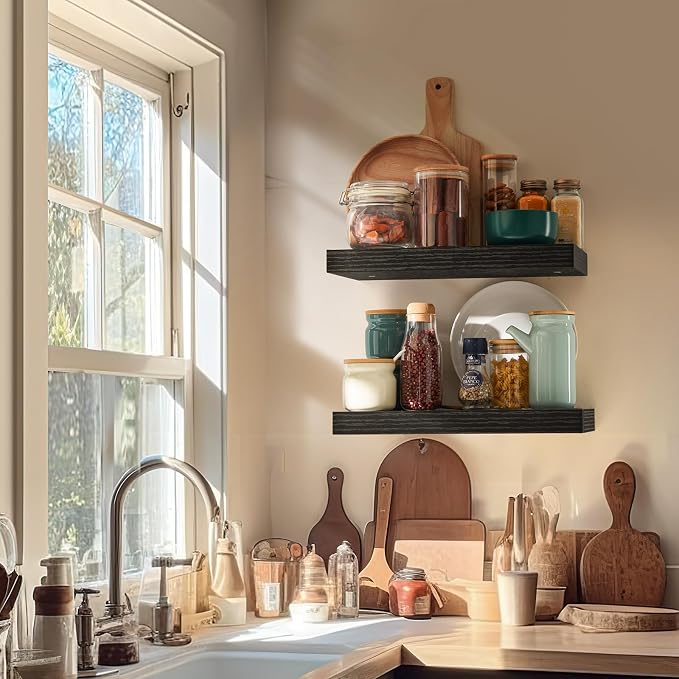 AMADA HOMEFURNISHING Floating Shelves Wall Mounted, 15 x 7 Inch Wall Shelves - Image 7