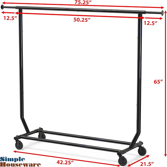 Simple Houseware Supreme Commercial Grade Clothing Garment Rack, Extendable - Image 2