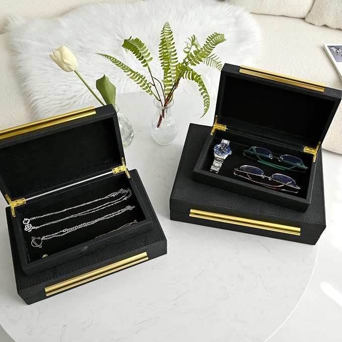 Faux Shagreen Leather Jewelry Boxes Set of 4 - Image 5