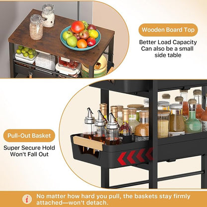 SUNALLY Slim Storage Cart with Wheels, Narrow Kitchen Rolling Cart, Storage - Image 2