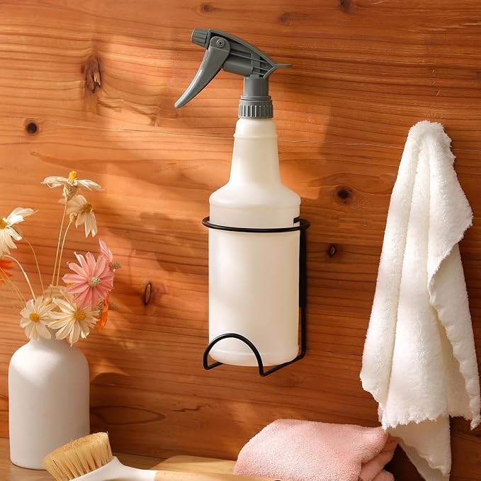 CroBlissful 4 Pcs Spray Bottle Holder Wall Mount Heavy Duty Spray Bottle Rack - Image 3