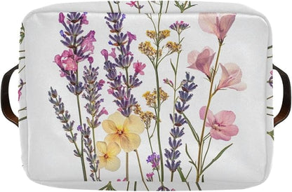 Pressed Wildflowers with Lavender Storage Bins Box Foldable Shelf Basket - Image 8