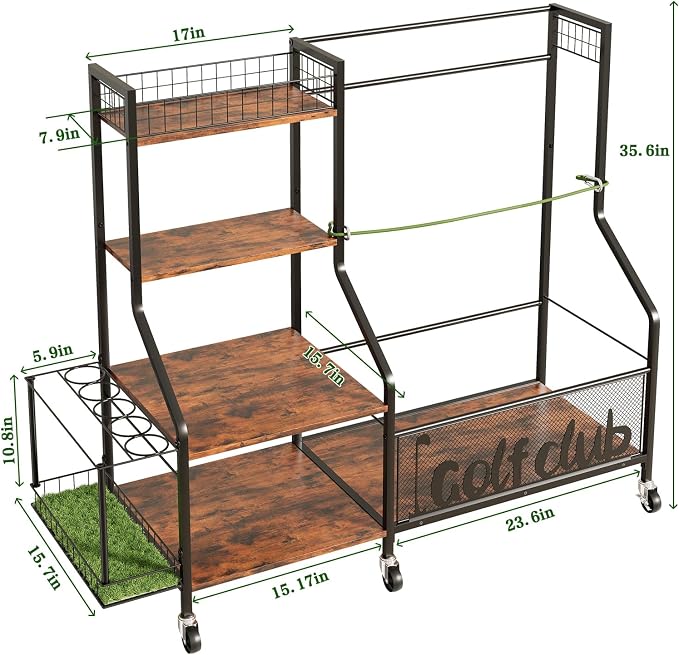 Golf Rack with Golf Bag Storage, Large Golf Bag Organizer - Image 7