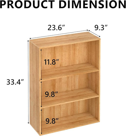 Wooden 3 Tier Book Shelf, 3 Cube Storage Organizer, 3 Tier Low Bookcase Storage - Image 3