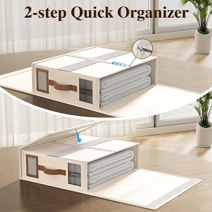4 Pack Foldable Bed Sheets Set Organizers and Storage, Linen Fabric Closet - Image 6