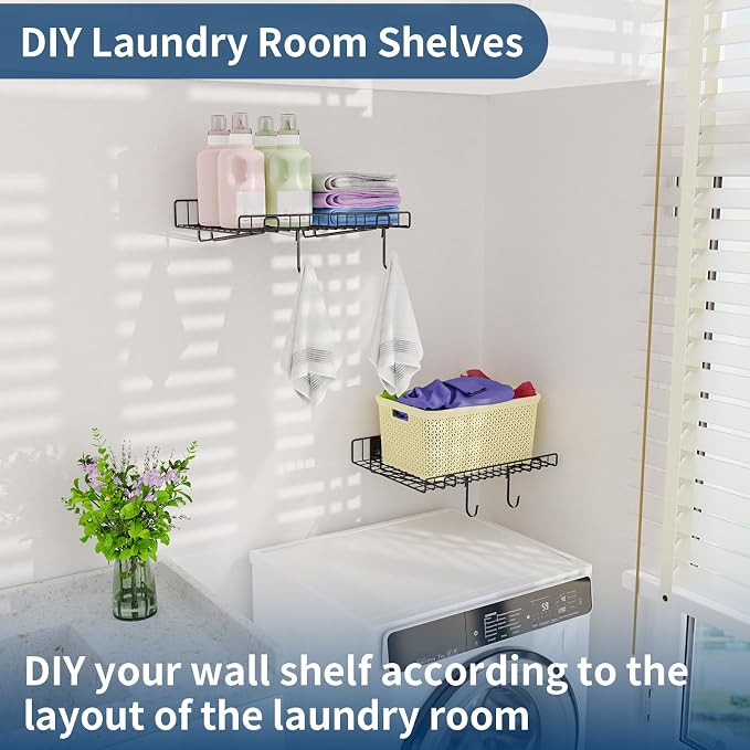2 Pack Garage Wall Shelf, Wall Mounted Storage Shelves, Heavy Duty Metal Shelves - Image 6