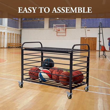 MyGift Professional Black Metal Rolling Sports Ball Storage Cart - Image 4