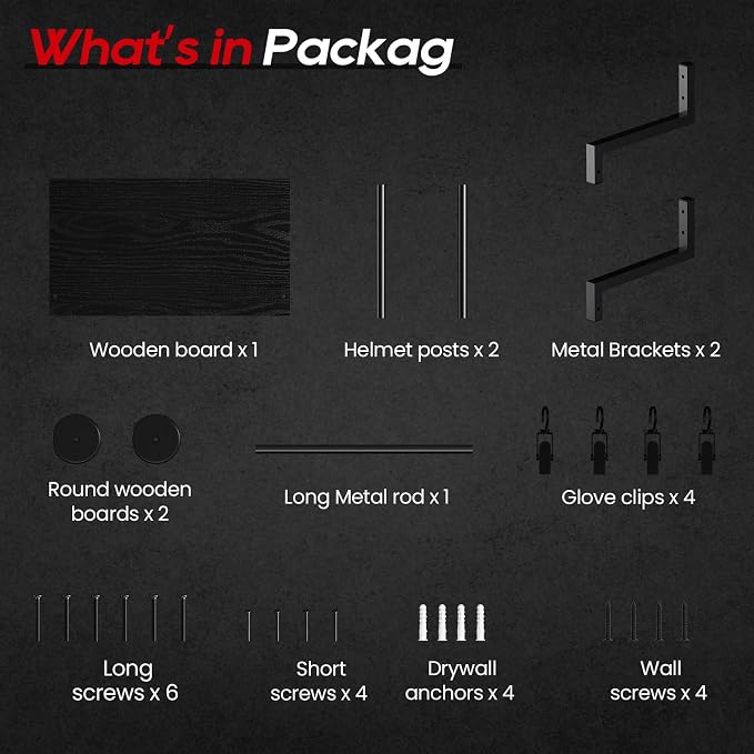 Automotive Helmet Holder Wall Mount, Solid Wood and Metal Helmet Rack - Image 8