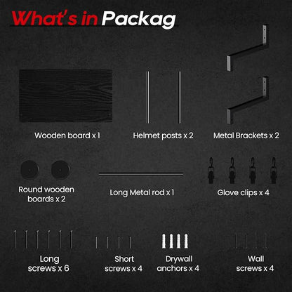 Automotive Helmet Holder Wall Mount, Solid Wood and Metal Helmet Rack - Image 8