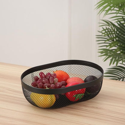 AJIODA Metal Mesh Steel Basket, Oval Metal Wire Storage Organizer Baskets Multi - Image 3