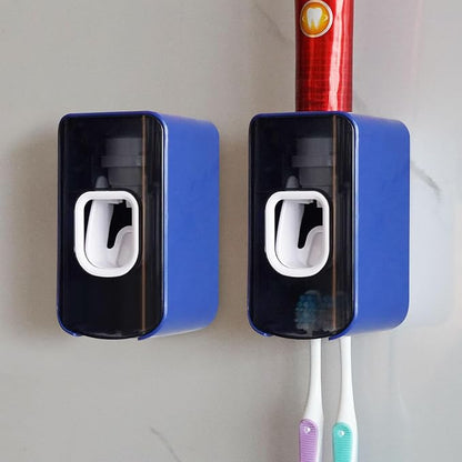 2 Slot Toothbrush Holder and Toothpaste Dispenser Wall Mounted, Automatic by LUEXBOX