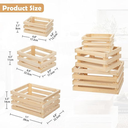 Oairse Set of 3 Nesting Wooden Storage Crates - Image 4