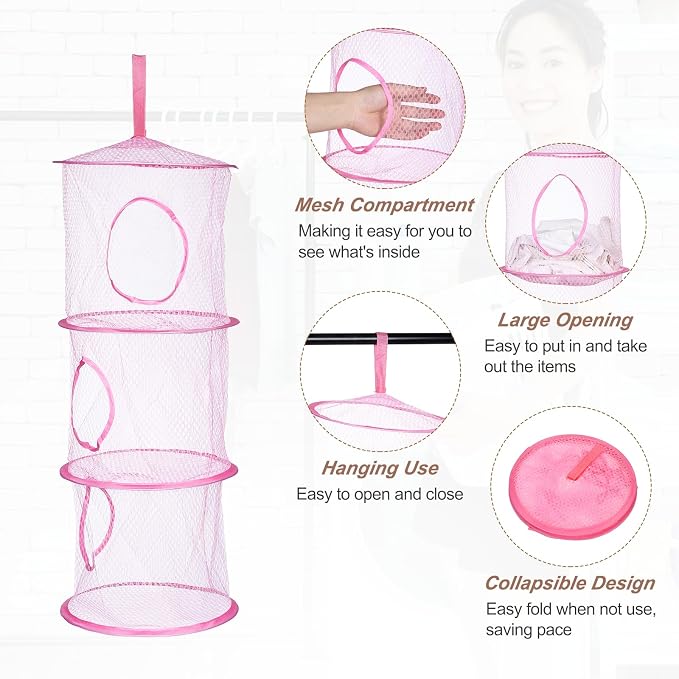 uxcell 2Pcs Mesh Hanging Storage Basket - Image 3