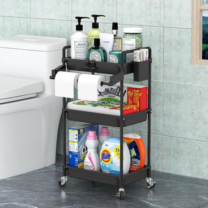 SPACEKEEPER Rolling Storage Cart, 3 Tier Utility Cart Laundry Room Organization - Image 6