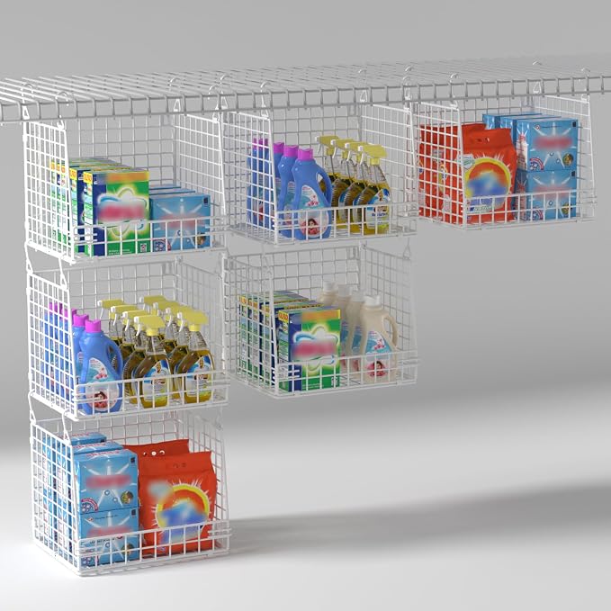 PUPPYCUTE 3 Pack Laundry Room Organization and Storage, Hanging Wire Basket by PUPPYCUTE
