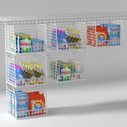 PUPPYCUTE 3 Pack Laundry Room Organization and Storage, Hanging Wire Basket by PUPPYCUTE