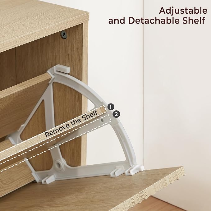 Hootata Oak Tall Shoe Storage Cabinet - Image 4