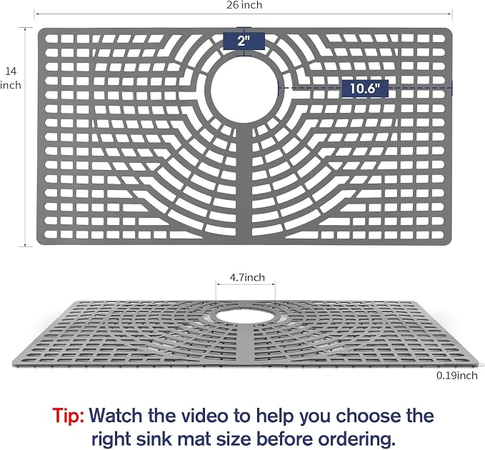 Silicone Sink Protector 26“x14" Rear Drain Hole, Heat Resistant Non-slip - Image 2